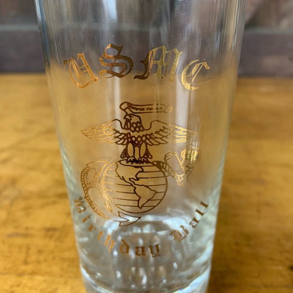 USMC Marine Corps Birthday Ball Glasses Set of 2 - Picture 3 of 10